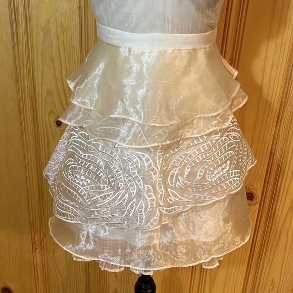 Minuet Ivory Layered Ruffle Mini Dress Sz-S - Picture 3 of 9